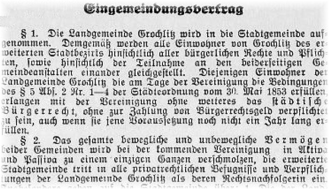 Eingemeindungsvertrag Auszug